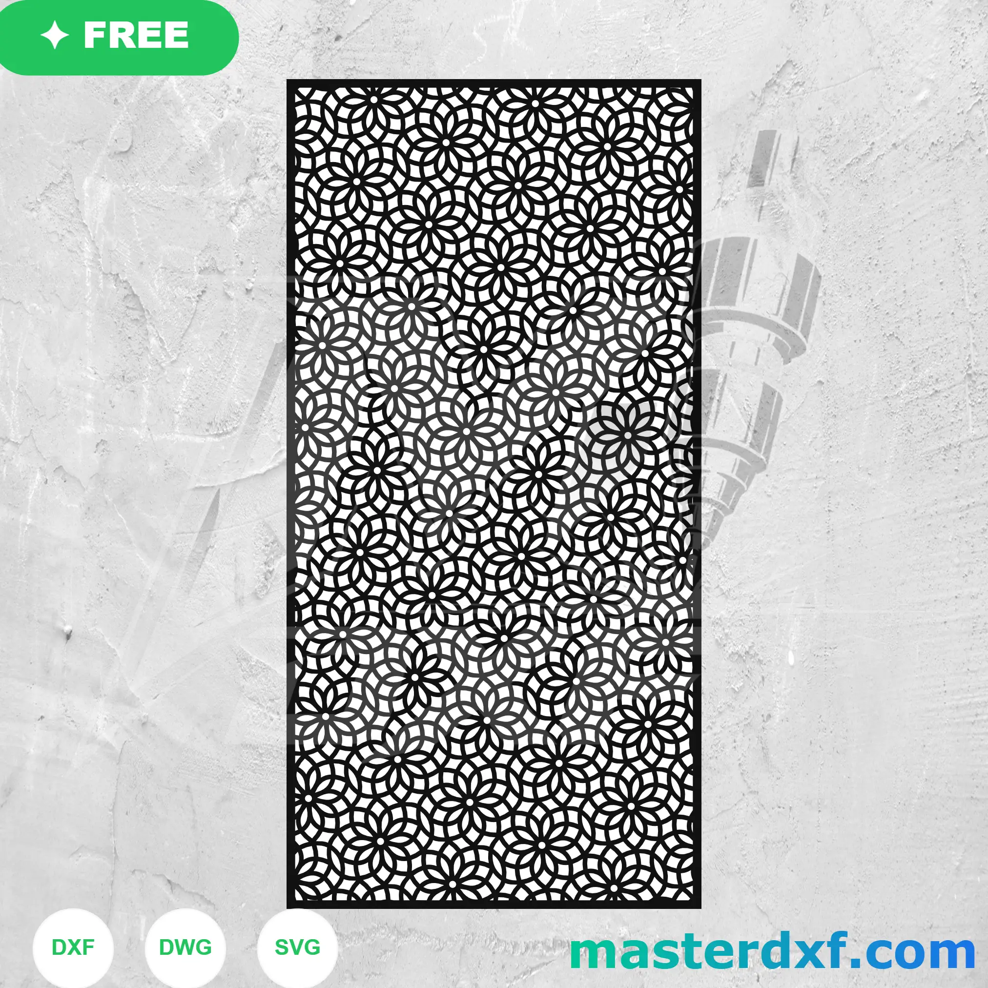 Overlapping Flower Circles DXF Panel for Dense Floral Screens DXF File